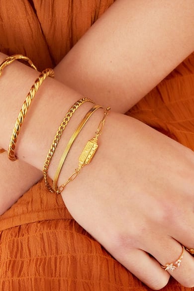 Armband Moon Stars Anhänger Goldfarbe Edelstahl h5 Bild2